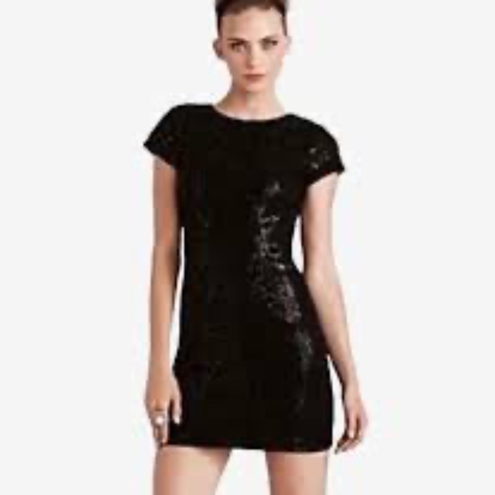 Alice + Olivia Snakeskin Black Sequin Mini Cocktail Dress Size 2
